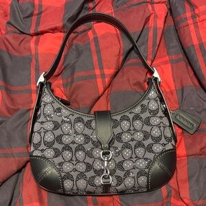 Coach Hamptons Hobo Black Crystal Jacquard Bag